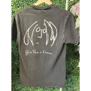 vtg 90s JOHN LENNON MUSIC T-shirt small // 80s band rare tee vintage black fade